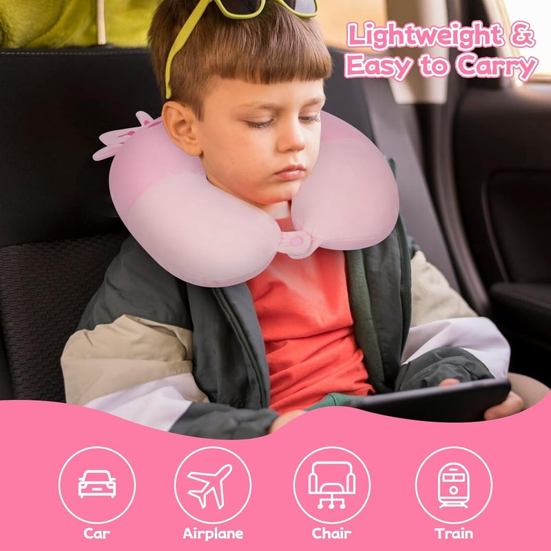 JEROKUMI Kids Travel Pillow, Kid Neck Pillows with Eye Mask Cute Axolotl U Shaped Neck Pillow, Neck Support Travel Pillow for Road Trip, Airplane, Travel Pillow for Kids & Adults - Image 5
